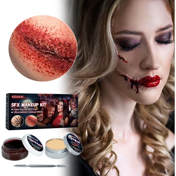 1 комплект, костюм для макияжа со специальным эффектом, моделирующий раны, шрамы, воск, коагулированная искусственная кровь, костюм для макияжа со специальным эффектом