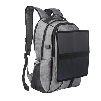 1 ШТ. USB Солнечный рюкзак Портативный рюкзак на солнечной батарее 14 Вт Серый для путешествий на открытом воздухе кемпинга пеших прогулок Зарядки мобильного телефона