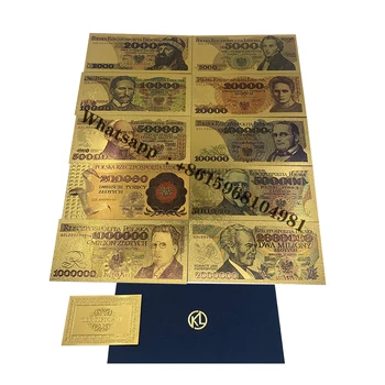 10 Дизайнов Польских золотых Банкнот Большое количество PLN для коллекции Partriotism Crafts Подарок