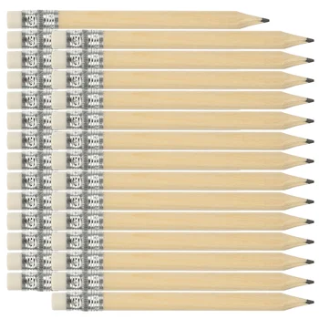 100 шт Мини-коротких деревянных карандашей наполовину с ластиком для игры в гольф, ластики для письма
