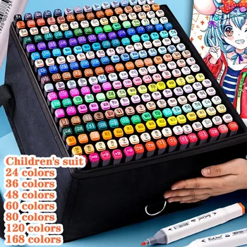 12-168 цветных маркеров Набор кистей и ручек для рисования, маркер для манги, школьные принадлежности для творчества, корейские канцелярские принадлежности
