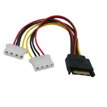 15-контактный разъем SATA к 4-контактному разъему Molex 2 IDE HDD Кабель-адаптер для питания жесткого диска