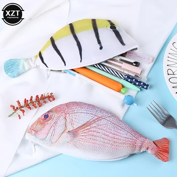 1ШТ Креативный пенал в форме рыбы, Тканевые карандаши в корейском стиле, сумки для школьных принадлежностей, Канцелярские принадлежности, Коробка для горячих ручек