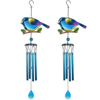 2 Ветряных колокольчика для наружного и внутреннего декора Ветряные колокольчики, мобильные романтические колокольчики Blue Bird для украшения домашнего фестиваля и сада