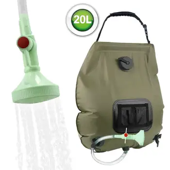 20-литровая сумка для купания на открытом воздухе, Солнечная Походная сумка для душа, Переносная сумка для хранения воды для купания, шланг, Переключаемая насадка для душа