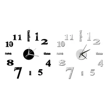2021 Современный Дизайн Большие Настенные Часы 3D DIY Кварцевые Часы Модные Часы Акриловые Зеркальные Наклейки Гостиная Домашний Декор Horloge