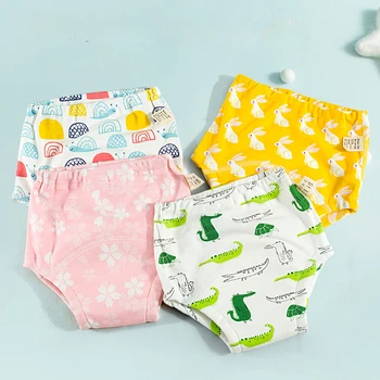 2023 детские моющиеся 9-слойные хлопчатобумажные тренировочные брюки с принтом, повторно используемые ультратонкие удобные тканевые подгузники, марлевые тренировочные брюки, подгузник