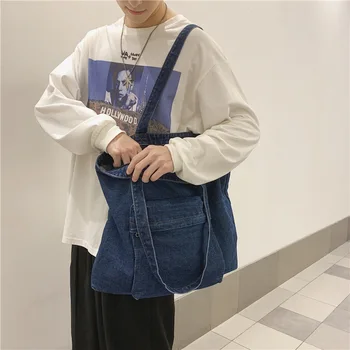 2023 джинсовая сумка, сумка для покупок большой емкости, холщовая сумка для студентов-художников на одно плечо