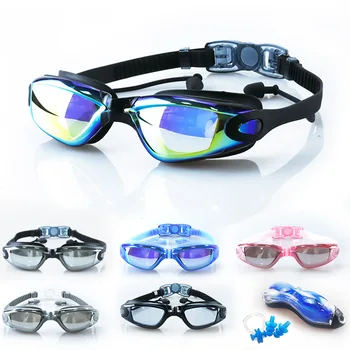 2023 Новые Профессиональные очки для плавания для взрослых с затычками для ушей, зажимом для носа, Противотуманные, УФ-Оптические Водонепроницаемые очки
