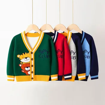 2023 Осенний рождественский свитер с рисунком льва и радуги для девочек и мальчиков, детский трикотаж, вязаный свитер, детская праздничная повседневная одежда 2-6 лет