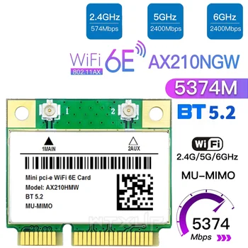 20шт 5374 Мбит/с Mini PCIe WIFI 6E Беспроводная Сетевая Карта С Bluetooth 5,2 2,4 G/5G/6G AX210 AC7265 AC8265 Mini PCI-e WIFI Адаптер