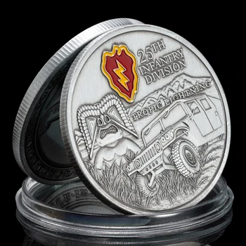 25-я легкая пехотная дивизия армии США Tropic Lightning Коллекционная посеребренная памятная монета Challenge Coin