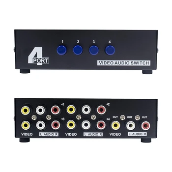2X 4-портовый AV-коммутатор RCA-коммутатор 4 В 1 Из композитного видео L / R Коробка выбора звука для игровых приставок DVD STB