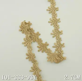 3 Ярда изысканной водорастворимой золотой кружевной ленты 2,7 см Кружевная отделка из полиэстера Швейные принадлежности для одежды Кружевная отделка ручной работы