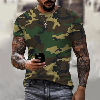 3D камуфляжная мужская футболка Для любителей милитари, уличная мода, повседневная летняя уличная одежда с круглым вырезом и коротким рукавом, одежда большого размера