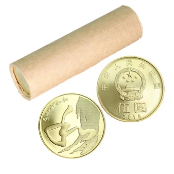 40 Шт 1 рулон Китай 5 юаней 2014 Он Четвертая памятная монета с каллиграфическим скорописным шрифтом Монета оригинальная совершенно новая