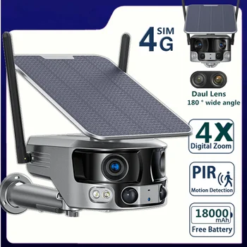 4K Wifi 4G Sim-Карта Солнечная Панорамная IP-Камера На Открытом Воздухе Со Сверхшироким Углом Обзора 180 ° IP66 Беспроводная Гуманоидная Отслеживающая Камера Безопасности