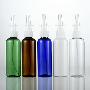 50шт, 100 мл, пустая пластиковая бутылка из-под красочного аэрозоля для носа, коричневого, прозрачного, сине-зеленого косметического аэрозоля для носа