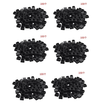 600 шт. пластиковых квадратных трубчатых вставок, заглушки 20 мм x 20 мм черного цвета