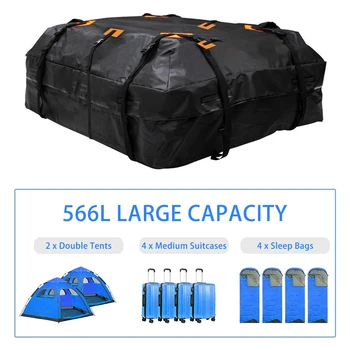 600D Водонепроницаемая грузовая сумка для перевозки грузов на крыше автомобиля, Универсальная Багажная сумка, куб для хранения 20 кубических футов для всех автомобилей с/без стойки