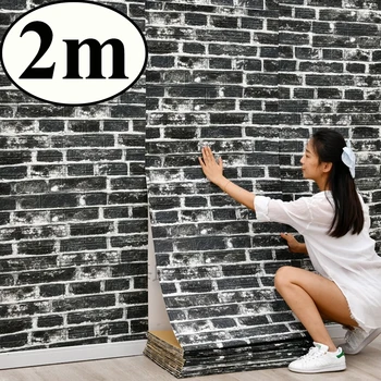 70cmx2m 3D Наклейка На Стену Непрерывная Ретро Имитация Кирпичных Обоев Самоклеящиеся Водонепроницаемые Обои Для Гостиной Декор Стен