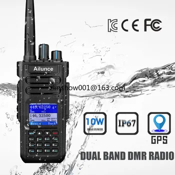 Ailunce 10 Вт DMR GPS домофон полицейский сканер двухстороннее радио IP67 Водонепроницаемая двухдиапазонная цифровая рация емкостью 2900 мАч HD1