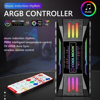 ARGB Контроллер 4Pin PWM 5V 3Pin ARGB Охлаждающий вентилятор Умный пульт дистанционного управления для корпуса ASUS MSI Радиатор шасси 5V ARGB AURA