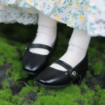 Bjd1 / 4 Детская обувь с маленькими кожаными тонкими туфлями на высоком квадратном каблуке для принцессы