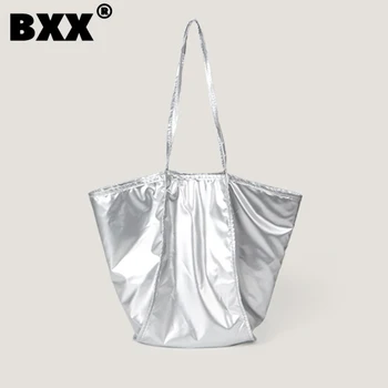 [BXX] Кожаная женская сумка в стиле меньшинства, Модная, универсальная, темпераментная, повседневная, большой емкости, Сумки через плечо в форме ведра 8CY553