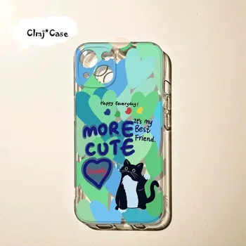 Clmj INS Чехол Для Телефона Cute Cat Heart Для iPhone 13 11 12 Mini 14 Pro XR X XS Max 7 8 Plus Se 2020 Мягкий Силиконовый Защитный Чехол