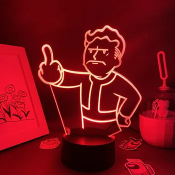 Fallout Pip Boy Game Mark 3D LED Иллюзия Ночных Огней Креативный Подарок для Друга Неоновые Лавовые Лампы Прикроватный Столик для спальни Настольный Декор