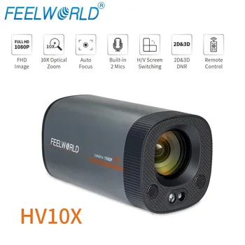 FEELWORLD HV10X Профессиональная видеокамера 1080P Веб-камера с 2 встроенными микрофонами и дистанционным управлением Автофокусировка 10-кратный оптический зум