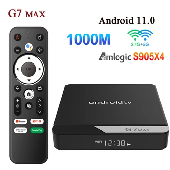 G7 Max Smart TV Box Android 11 S905X4 4 ГБ 64 ГБ 1000 М AV1 4 К HD 2,4 ГГц/5 ГГц Двойной Wifi USB3.0 телеприставка медиаплеер 4 ГБ 32 ГБ