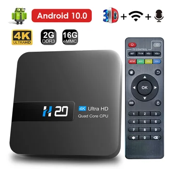 H20 Smart Android TV Box Android 10,0 2 ГБ 16 ГБ 4K HD Голосовой Ассистент TV Box Android 10,0 3D Play Store Топ Smart Android TV Box