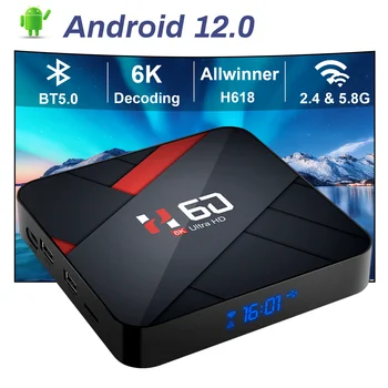 H60MAX Android 12 AllWinner H618 TV box 6K Поддержка 4K HD 2,4 G/5G WiFi BT5.0 Медиаплеер Google Voice телеприставка