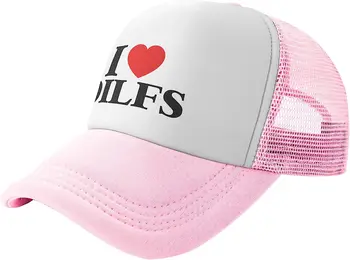 I Love Dilfs Шляпа дальнобойщика, спортивная бейсболка, модная забавная повседневная хип-хоп унисекс для отдыха, регулируемый размер для подарка в дорогу
