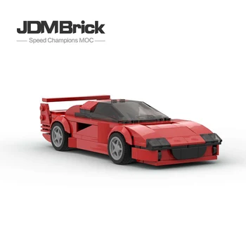 JDM MOC Ferraried F40 гоночный спортивный автомобиль, Чемпион по скорости, Гонщик, Строительные блоки, Кирпич, Креативные Гаражные игрушки для мальчиков, подарки