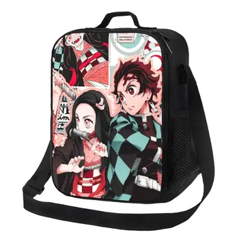 Kimetsu No Yaiba Demon Slayer Изолированная сумка для ланча для аниме-манги, Портативный кулер, Термос для еды, Ланч-бокс для детей, школа
