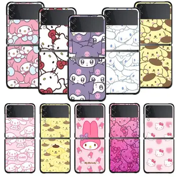 Kuromi Hello Kitty Cinnamoroll Чехол Для Телефона Samsung Galaxy Z Flip 4 Z Flip3 5G Shell для Galaxy Z с Откидной твердой крышкой Fundas