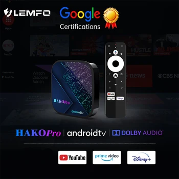 LEMFO HAKOpro TV BOX 4K Авторизованный Google Android 11 Amlogic S905Y4 4 ГБ 64 ГБ Wifi Bluetooth HDR 100 М Ethernet Смарт-приставка