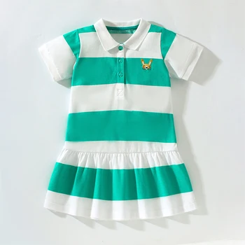 Menoea/ платье для девочек 2023, летнее Новое плиссированное платье в полоску с круглым вырезом и коротким рукавом, детское Спортивное милое платье для девочек