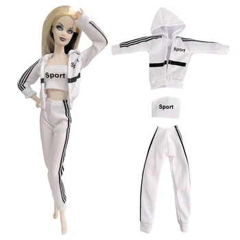 NK 1 комплект модной кукольной одежды Белый спортивный костюм Повседневная одежда Рубашка Спортивная одежда для бега Аксессуары для куклы Барби Детские игрушки