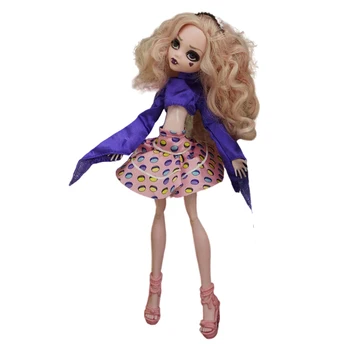 NK 1 комплект модной одежды для куклы Монстер Хай, фиолетовая рубашка, Розовое платье для куклы Эвер Афтер Хай, Аксессуары, игрушки