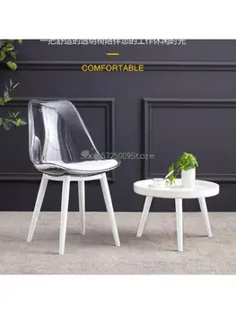 Nordic province space, маленькая квартира, модный макияж, прозрачный стул, пластиковый, кристально белый обеденный стул, дизайнерский маникюрный стул