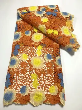 NTSG11 Приятная на вид африканская гипюровая шнуровая кружевная ткань, 2023 высококачественная вышитая водорастворимая кружевная ткань для модного платья