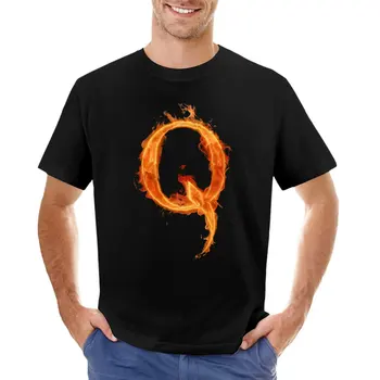 Q Футболка, забавная футболка, графические футболки, мужские футболки из хлопка
