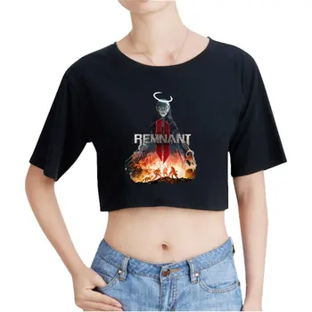 Remnant II Винтажный укороченный топ 90-х, футболка с открытым пупком, топы оверсайз, женская забавная футболка, мода