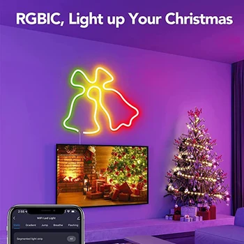 RGB LED Strip Light Работает с Alexa, Меняющей Цвет, Веревочный Светильник IP65, Водонепроницаемый Гибкий Ленточный Светильник, Лучший Декор для Праздничной вечеринки