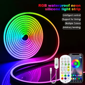 RGB светодиодные ленты, 5 м Водонепроницаемая диодная лента, 4 м светодиодная лента, светодиодные веревочные фонари, Bluetooth-совместимое приложение для управления декором сада.