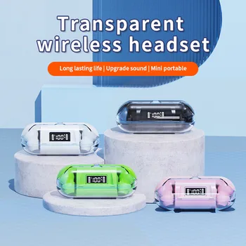 TM20 True Wireless Earphone Bluetooth 5.3 Наушники-вкладыши для спортивных игр с микрофоном, прозрачный чехол для зарядки, мини-наушники